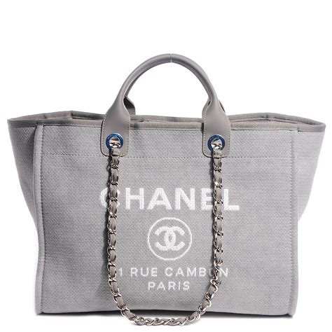 chanel canvas tote grey|chanel handbags large tote bag.